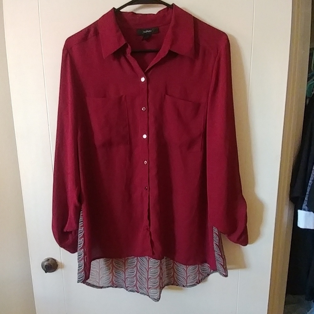 Alfani hi low button down